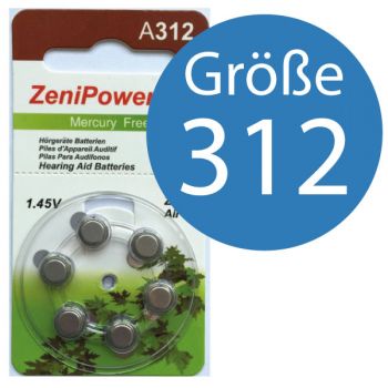 ZeniPower MF ZP A312 Hoergeraetebatterie