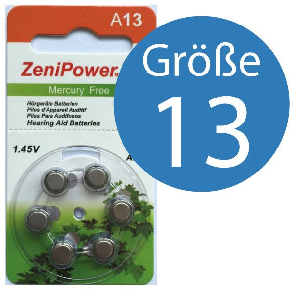 ZeniPower MF ZP A13 Hoergeraetebatterie