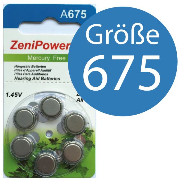 ZeniPower MF ZP A675 Hoergeraetebatterie